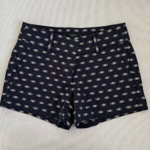 NWT Ann Taylor Petite Ikat Print Tailored Shorts | Navy Dress Shorts | 0P